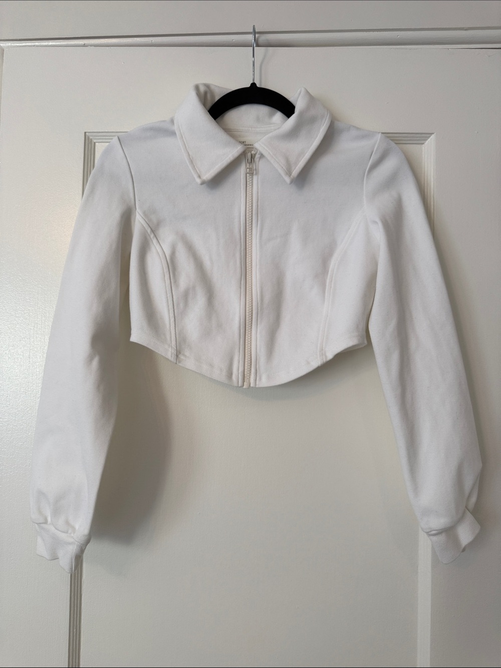 Oak&Fort White Cropped Zip-Front Jacket - Women